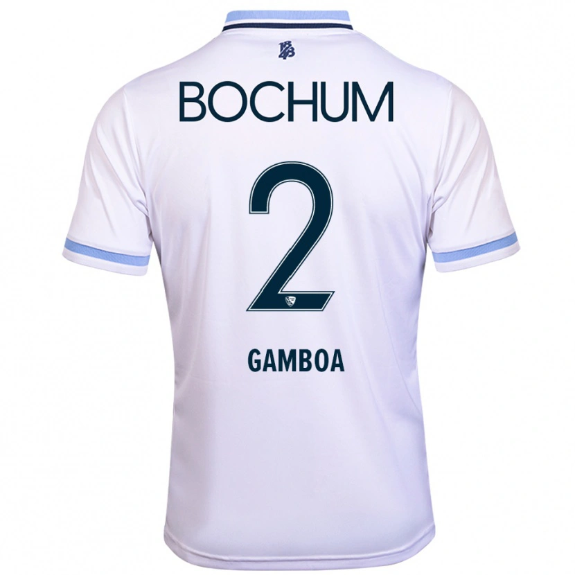 Danxen Męski Cristian Gamboa #2 Biało Błękitny Wyjazdowa Koszulka 2025/26 Koszulki Klubowe
