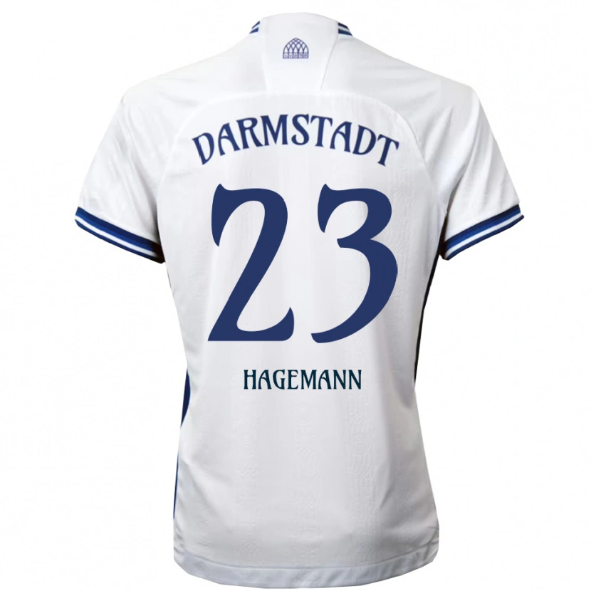 Danxen Męski Emil Hagemann #23 Biało Niebieski Wyjazdowa Koszulka 2025/26 Koszulki Klubowe