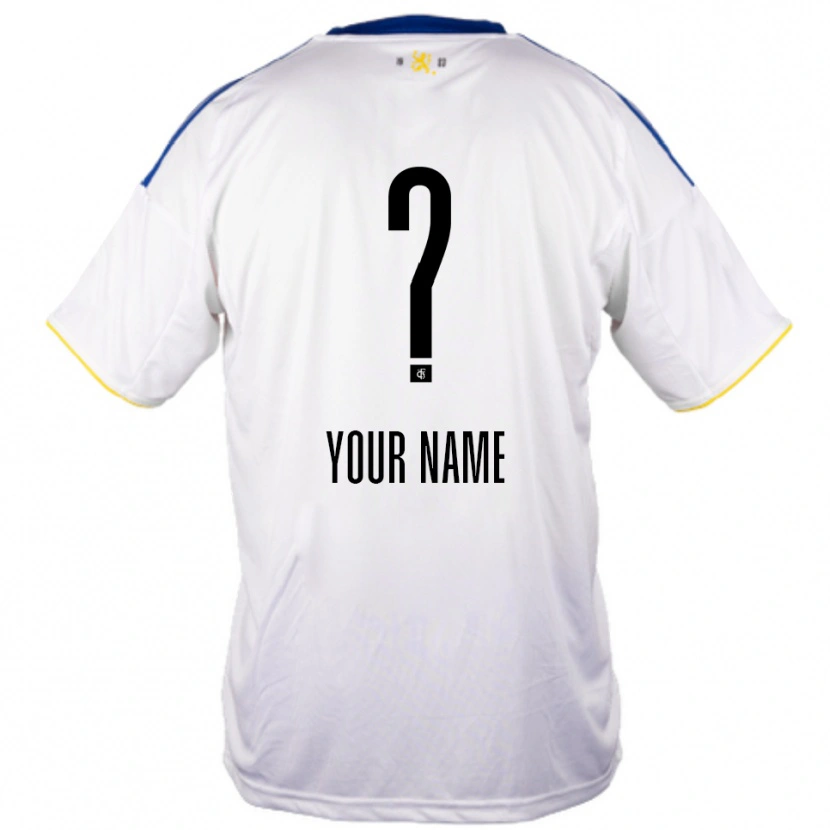 Danxen Męski Twoje Imię #0 Biało Niebiesko Żółty Wyjazdowa Koszulka 2025/26 Koszulki Klubowe