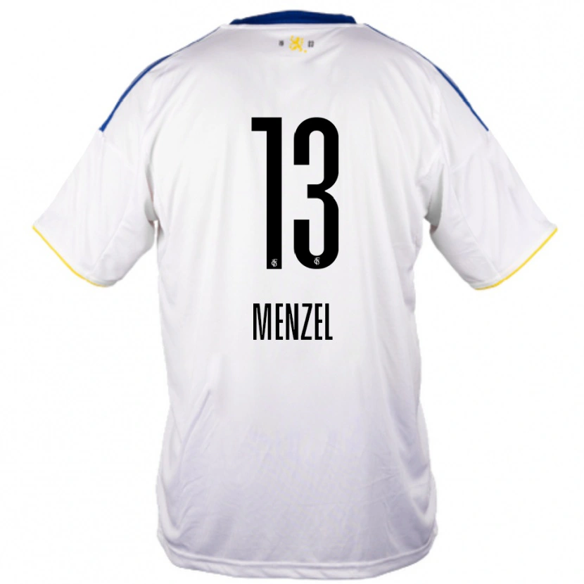 Danxen Męski Phillip Menzel #13 Biało Niebiesko Żółty Wyjazdowa Koszulka 2025/26 Koszulki Klubowe