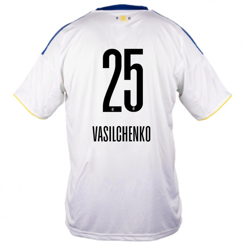 Danxen Męski Leonard Vasilchenko #25 Biało Niebiesko Żółty Wyjazdowa Koszulka 2025/26 Koszulki Klubowe