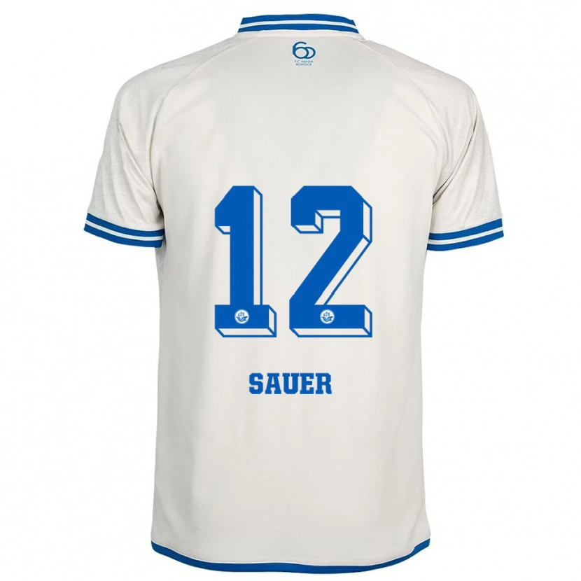 Danxen Męski John-Lukas Sauer #12 Biało Niebieski Wyjazdowa Koszulka 2025/26 Koszulki Klubowe