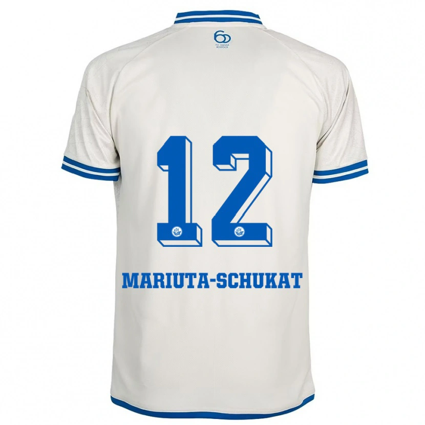 Danxen Męski Lara Mariuta-Schukat #12 Biało Niebieski Wyjazdowa Koszulka 2025/26 Koszulki Klubowe
