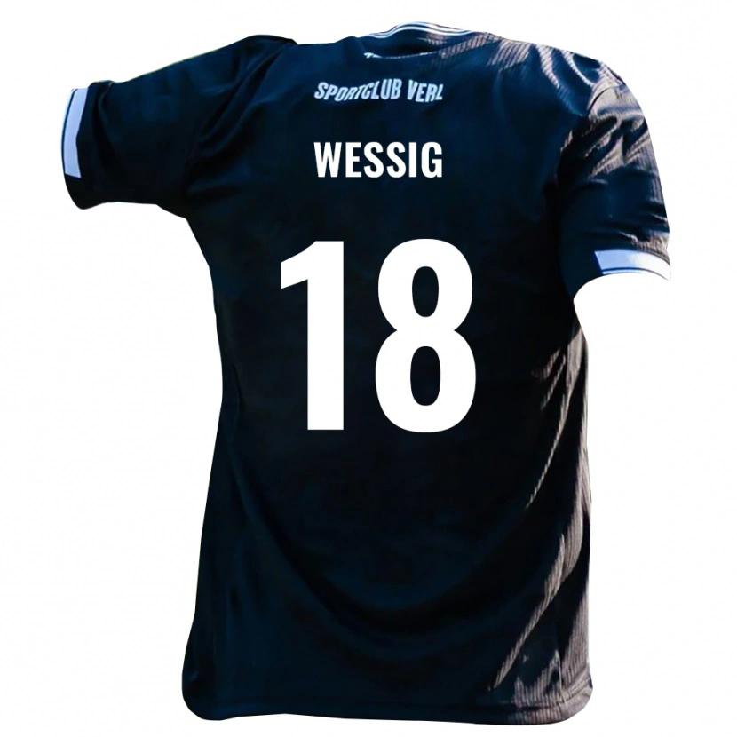Danxen Męski Fabian Wessig #18 Czarno Biały Wyjazdowa Koszulka 2025/26 Koszulki Klubowe