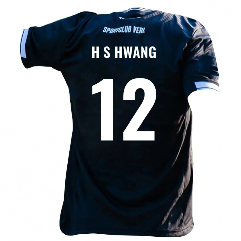 Danxen Męski Seung-Ho Hwang #12 Czarno Biały Wyjazdowa Koszulka 2025/26 Koszulki Klubowe