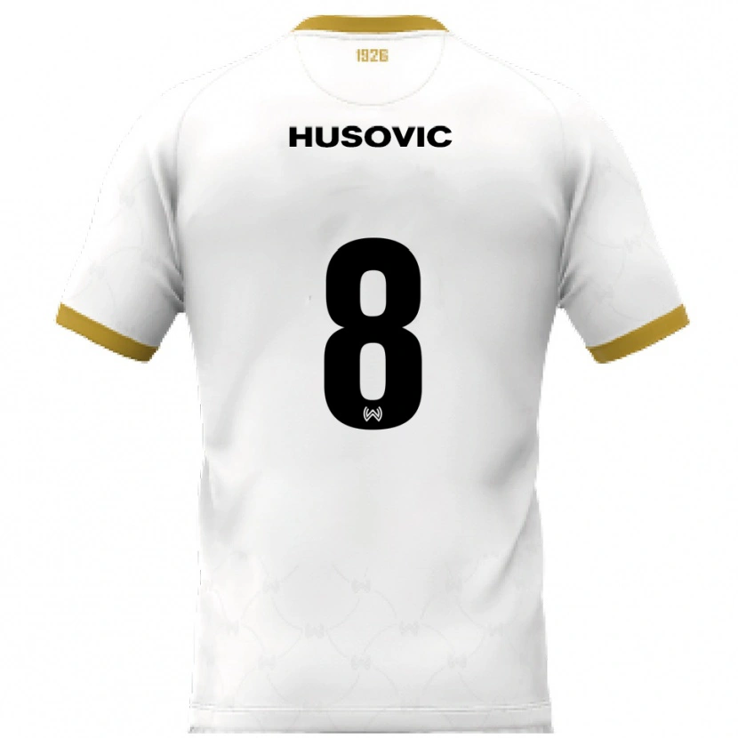 Danxen Męski Amin Husovic #8 Biało Złoty Wyjazdowa Koszulka 2025/26 Koszulki Klubowe