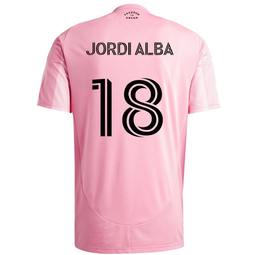 Danxen Dzieci Jordi Alba #18 Czarny Różowy Domowa Koszulka 2025/26 Koszulki Klubowe