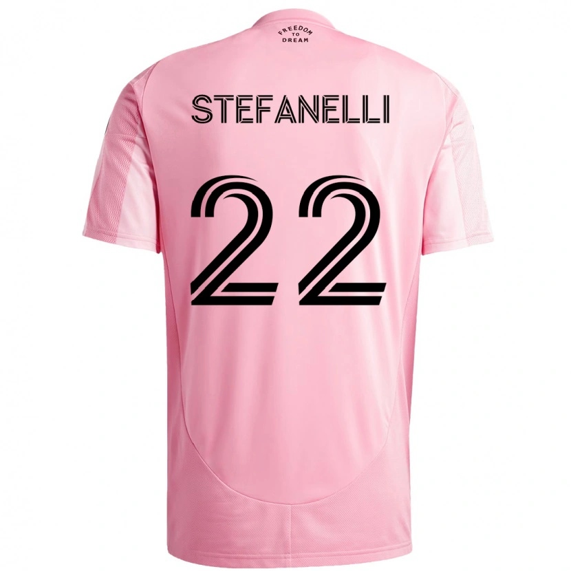 Danxen Dzieci Nicolás Stefanelli #22 Czarny Różowy Domowa Koszulka 2025/26 Koszulki Klubowe
