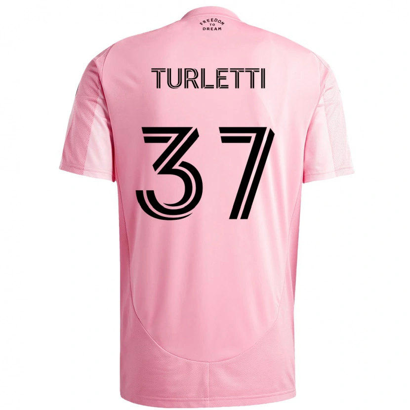Danxen Dzieci Mateo Turletti #37 Czarny Różowy Domowa Koszulka 2025/26 Koszulki Klubowe