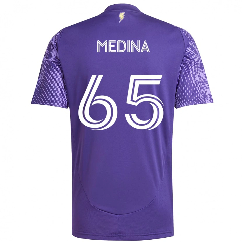 Danxen Dzieci Cristian Medina #65 Biały Fioletowy Domowa Koszulka 2025/26 Koszulki Klubowe