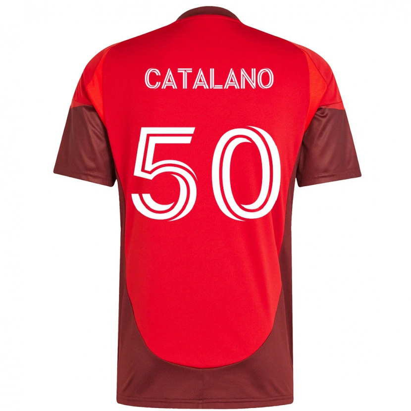 Danxen Dzieci Gianluca Catalano #50 Biały Czerwony Domowa Koszulka 2025/26 Koszulki Klubowe