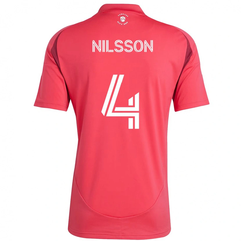 Danxen Dzieci Joakim Nilsson #4 Magenta Biały Domowa Koszulka 2025/26 Koszulki Klubowe