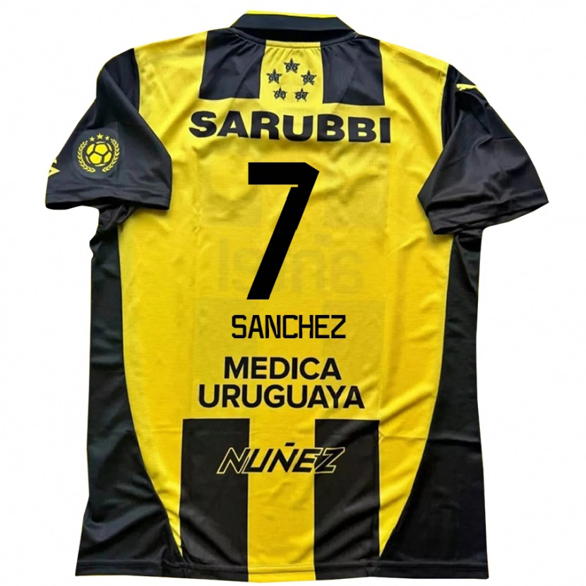 Danxen Dzieci Carlos Sánchez #7 Czarny Żółty Domowa Koszulka 2025/26 Koszulki Klubowe