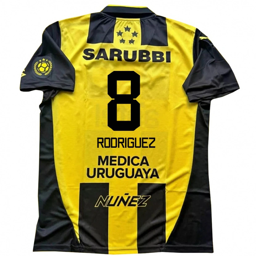 Danxen Dzieci Sebastián Rodríguez #8 Czarny Żółty Domowa Koszulka 2025/26 Koszulki Klubowe