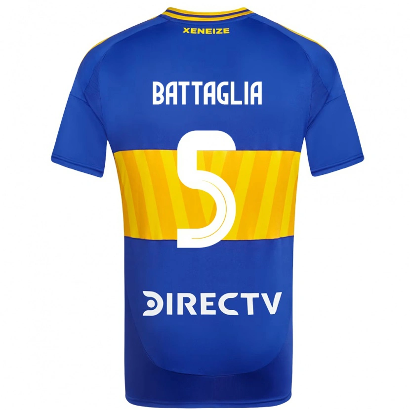 Danxen Dzieci Rodrigo Battaglia #5 Biały Niebieski Domowa Koszulka 2025/26 Koszulki Klubowe
