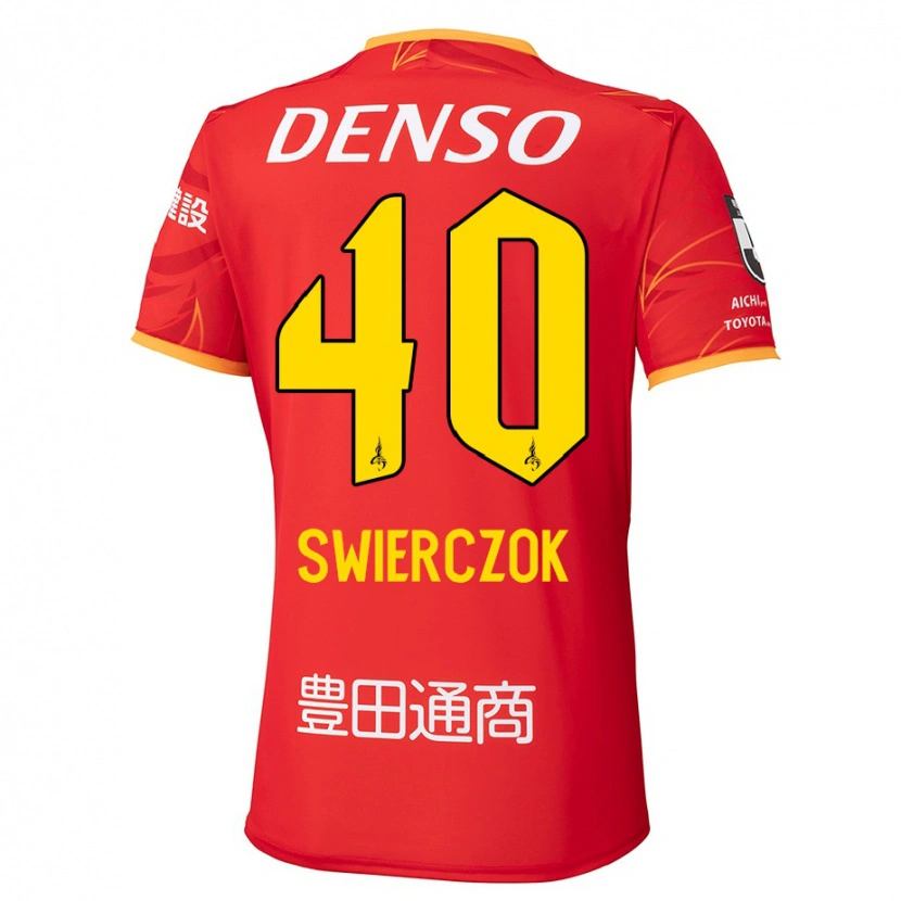 Danxen Dzieci Jakub Swierczok #40 Biały Czerwony Domowa Koszulka 2025/26 Koszulki Klubowe