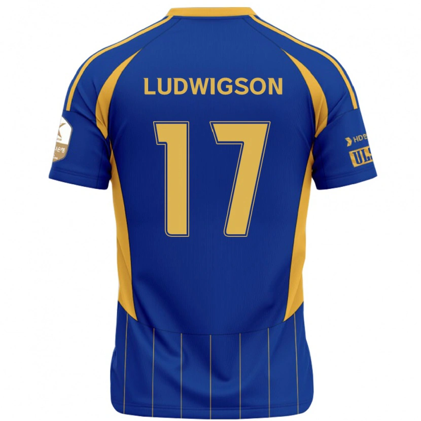 Danxen Dzieci Gustav Ludwigson #17 Królewski Niebieski Żółty Domowa Koszulka 2025/26 Koszulki Klubowe
