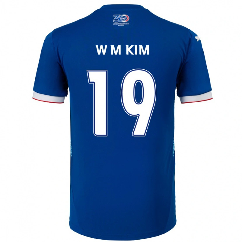 Danxen Dzieci Min-Woo Kim #19 Biały Królewski Niebieski Domowa Koszulka 2025/26 Koszulki Klubowe