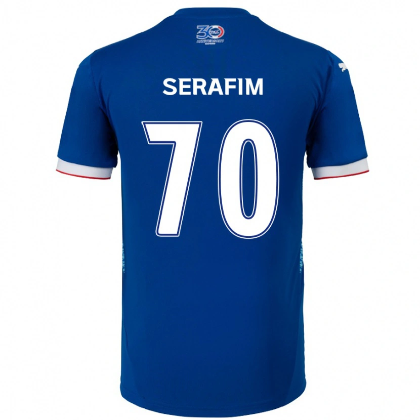 Danxen Dzieci Matheus Serafim #70 Biały Królewski Niebieski Domowa Koszulka 2025/26 Koszulki Klubowe