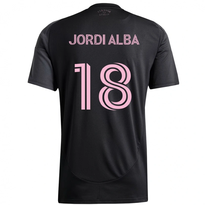 Danxen Dzieci Jordi Alba #18 Różowy Czarny Wyjazdowa Koszulka 2025/26 Koszulki Klubowe