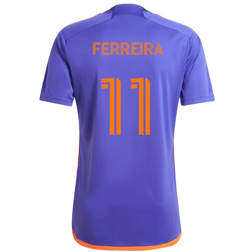 Danxen Dzieci Sebastián Ferreira #11 Fioletowy Pomarańczowy Wyjazdowa Koszulka 2025/26 Koszulki Klubowe