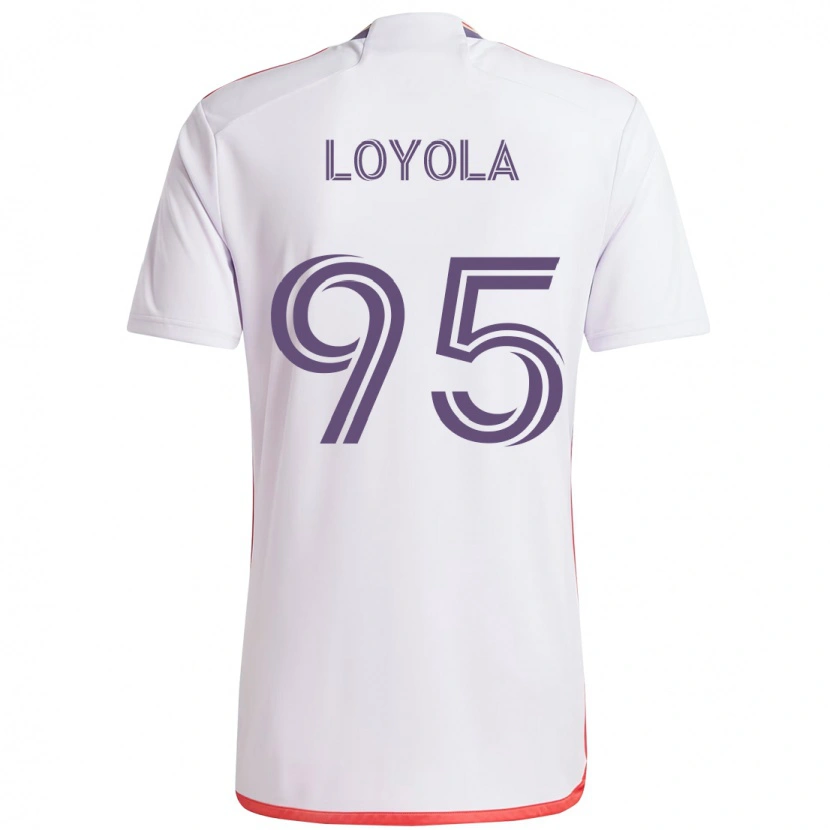 Danxen Dzieci Favian Loyola #95 Biały Fioletowy Wyjazdowa Koszulka 2025/26 Koszulki Klubowe