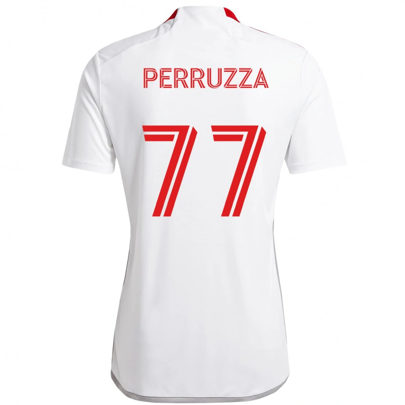 Danxen Dzieci Jordan Perruzza #77 Czerwony Biały Wyjazdowa Koszulka 2025/26 Koszulki Klubowe