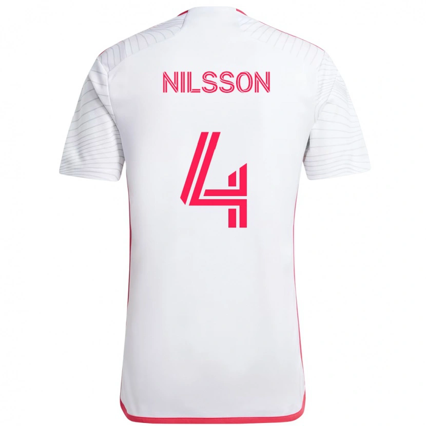Danxen Dzieci Joakim Nilsson #4 Biały Magenta Wyjazdowa Koszulka 2025/26 Koszulki Klubowe