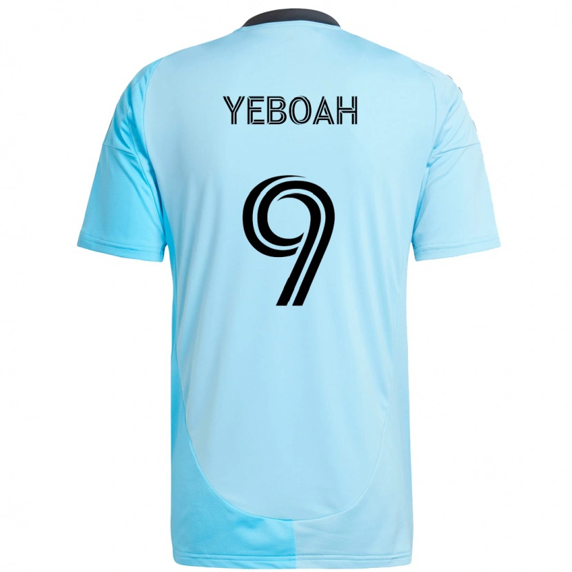 Danxen Dzieci Kelvin Yeboah #9 Czarny Niebieski Wyjazdowa Koszulka 2025/26 Koszulki Klubowe