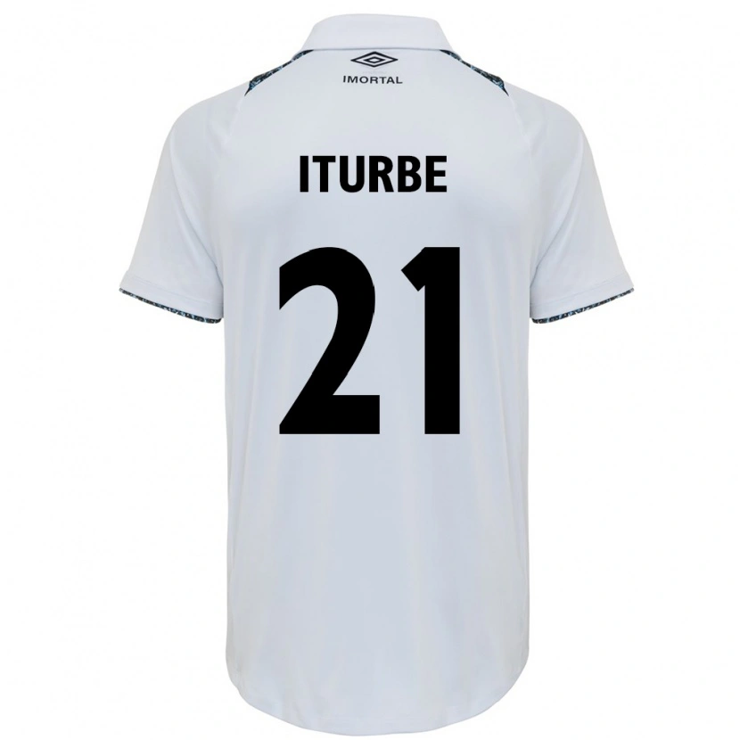 Danxen Dzieci Juan Iturbe #21 Niebieski Czarny Biały Wyjazdowa Koszulka 2025/26 Koszulki Klubowe