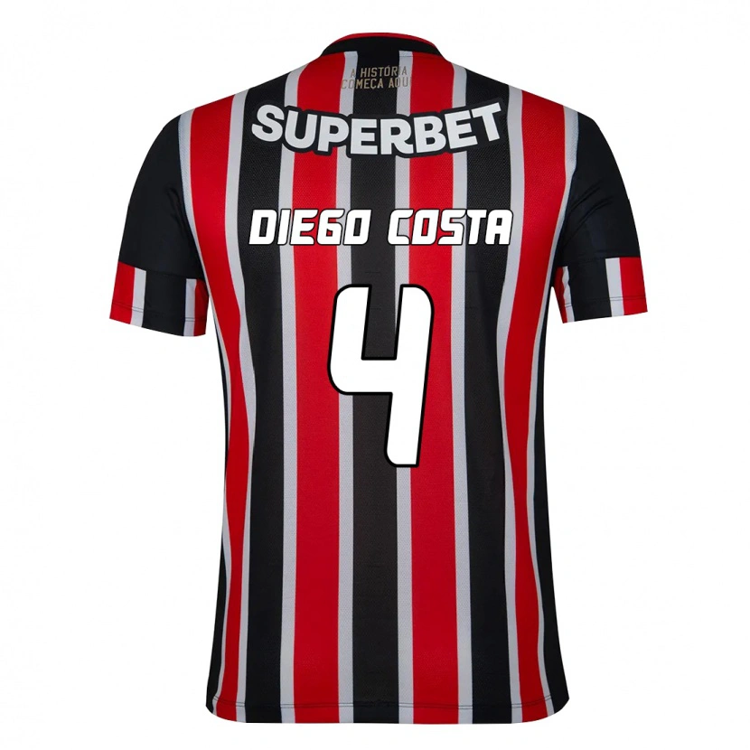 Danxen Dzieci Diego Costa #4 Czerwony Czarny Biały Wyjazdowa Koszulka 2025/26 Koszulki Klubowe