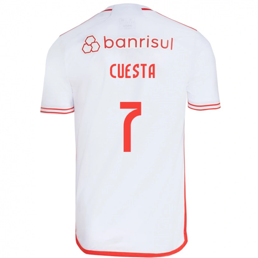 Danxen Dzieci Juan Manuel Cuesta #7 Czerwony Biały Wyjazdowa Koszulka 2025/26 Koszulki Klubowe