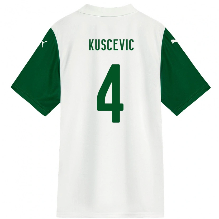Danxen Dzieci Benjamin Kuscevic #4 Zielony Biały Wyjazdowa Koszulka 2025/26 Koszulki Klubowe
