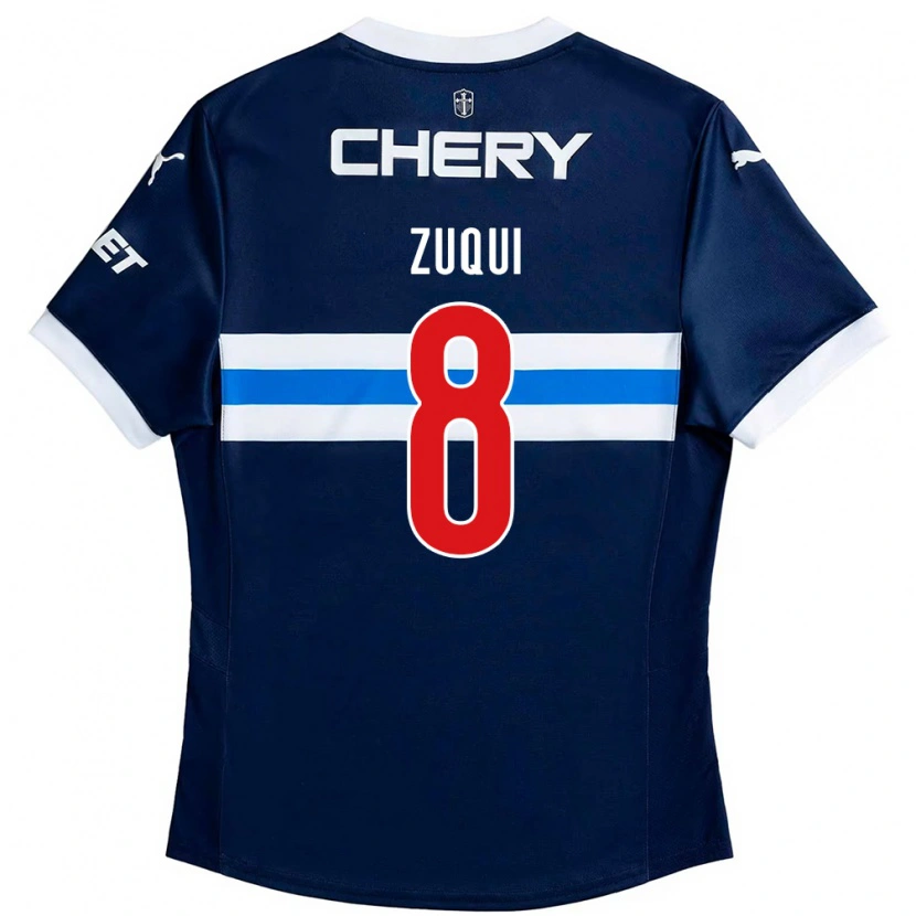 Danxen Dzieci Fernando Zuqui #8 Czarny Niebieski Wyjazdowa Koszulka 2025/26 Koszulki Klubowe
