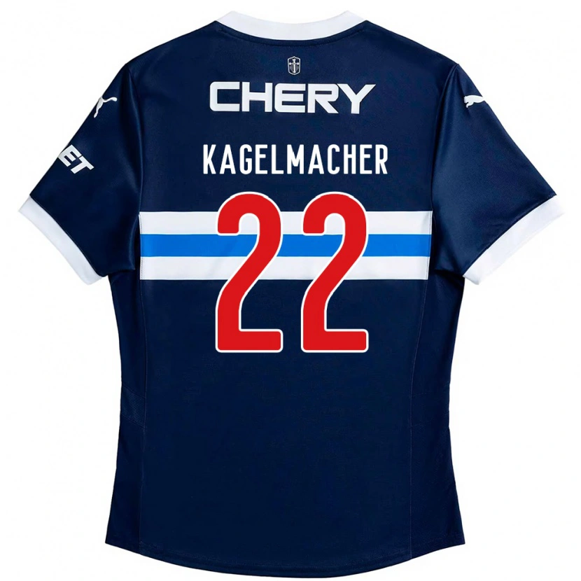 Danxen Dzieci Gary Kagelmacher #22 Czarny Niebieski Wyjazdowa Koszulka 2025/26 Koszulki Klubowe