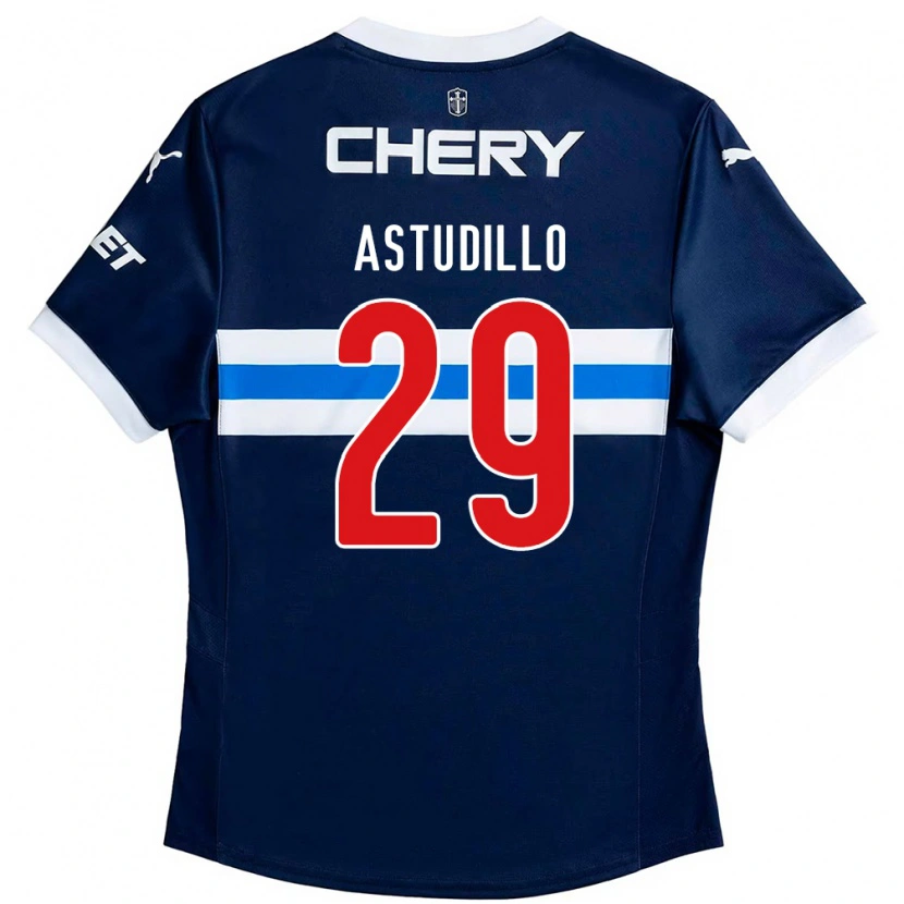 Danxen Dzieci Aaron Astudillo #29 Czarny Niebieski Wyjazdowa Koszulka 2025/26 Koszulki Klubowe