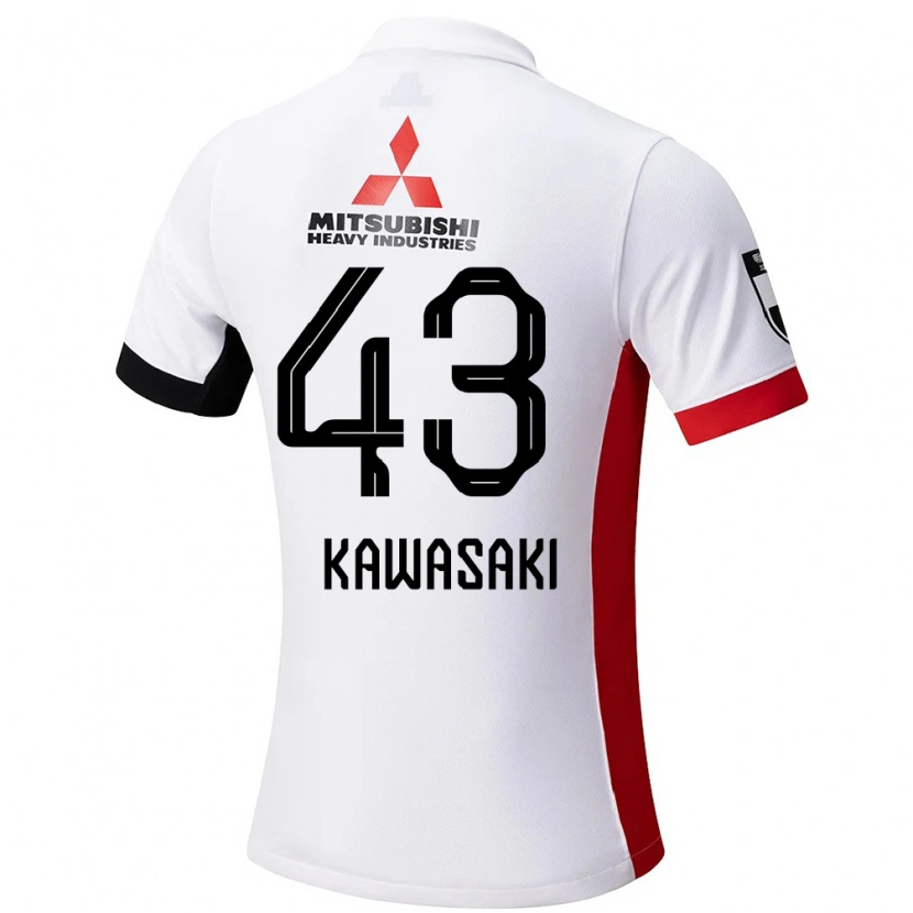 Danxen Dzieci Atsushi Kawasaki #43 Czerwony Biały Wyjazdowa Koszulka 2025/26 Koszulki Klubowe