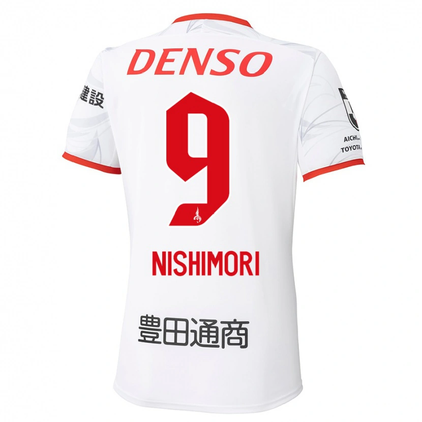 Danxen Dzieci Naoto Nishimori #9 Biały Czerwony Wyjazdowa Koszulka 2025/26 Koszulki Klubowe