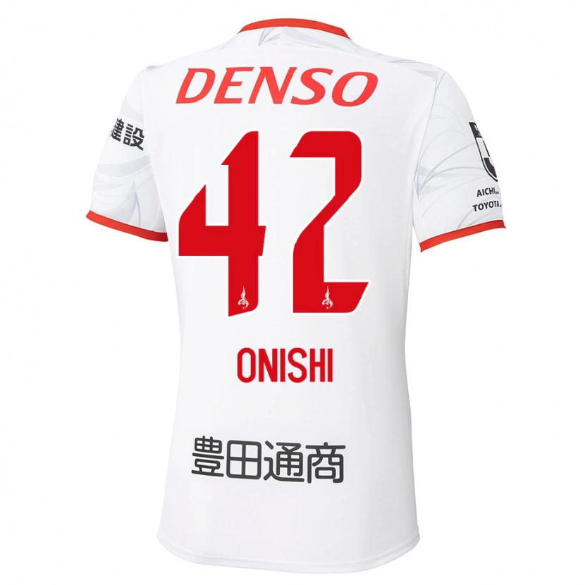 Danxen Dzieci Ritsu Onishi #42 Czerwony Żółty Wyjazdowa Koszulka 2025/26 Koszulki Klubowe