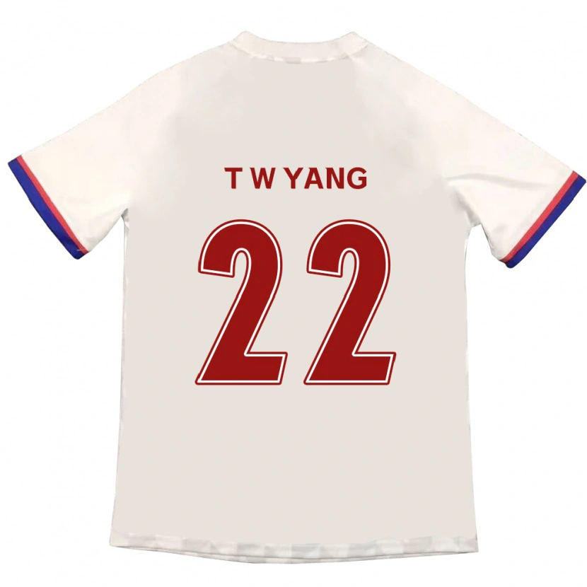 Danxen Dzieci Tae-Who Yang #22 Złamana Biel Czerwony Wyjazdowa Koszulka 2025/26 Koszulki Klubowe