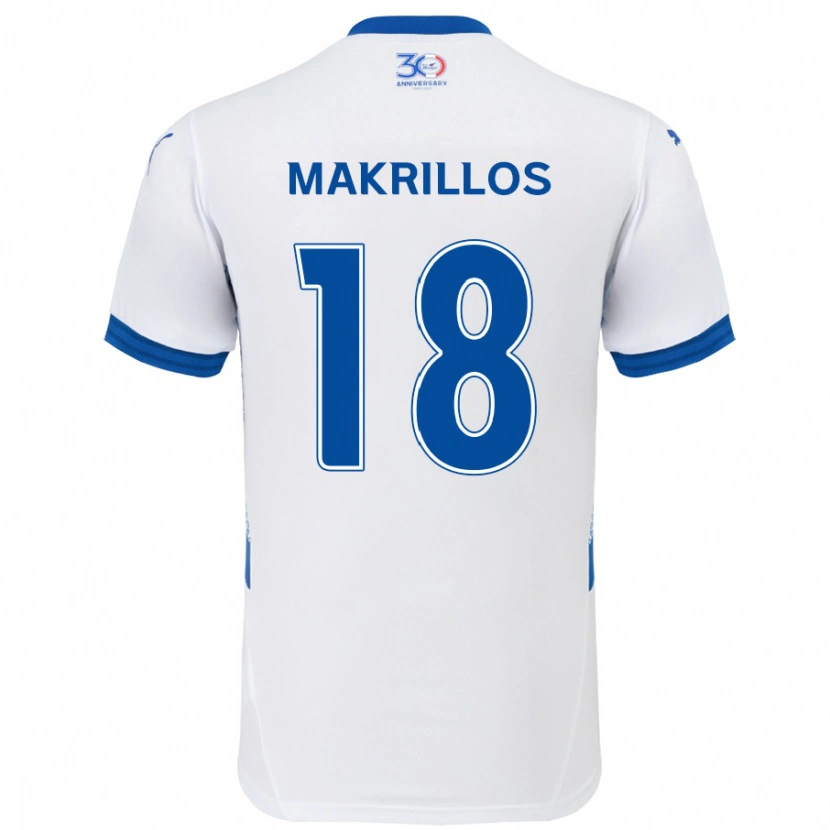 Danxen Dzieci Peter Makrillos #18 Biały Królewski Niebieski Wyjazdowa Koszulka 2025/26 Koszulki Klubowe