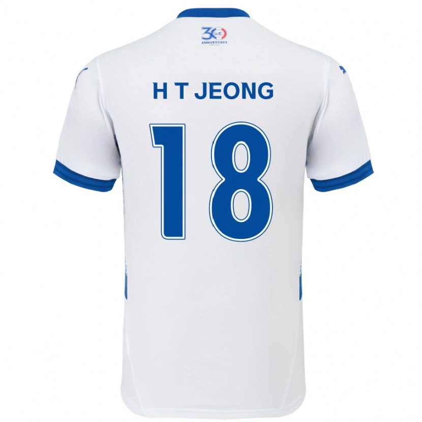 Danxen Dzieci Tae-Hwan Jeong #18 Biały Królewski Niebieski Wyjazdowa Koszulka 2025/26 Koszulki Klubowe
