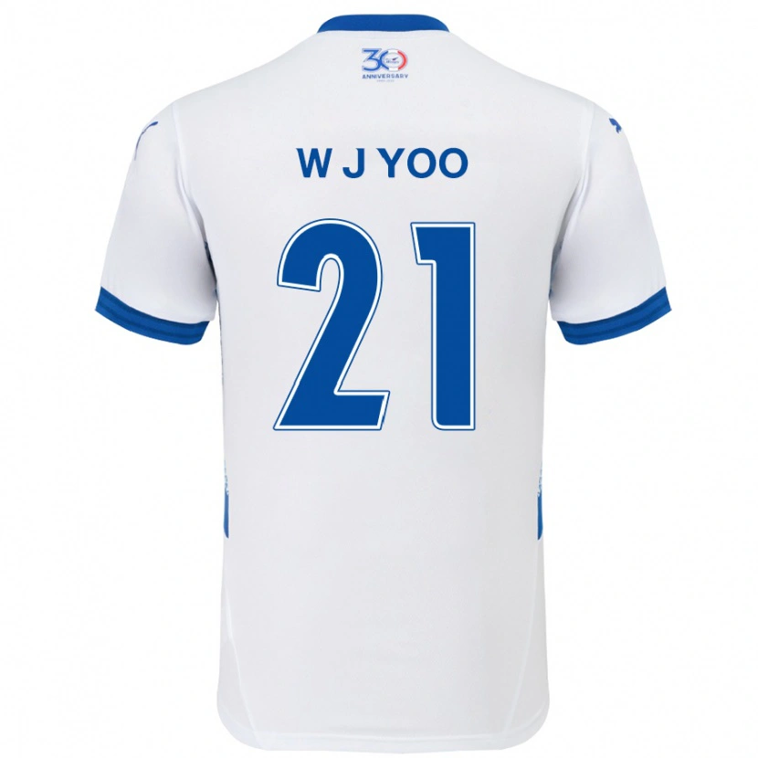 Danxen Dzieci Jin-Wook Yoo #21 Królewski Niebieski Biały Wyjazdowa Koszulka 2025/26 Koszulki Klubowe