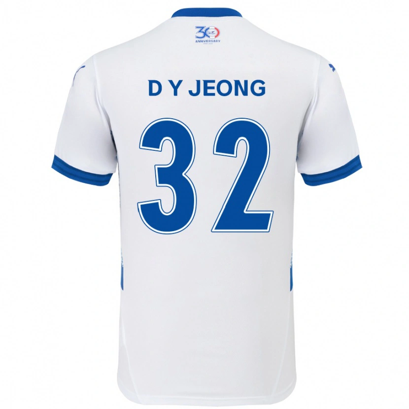Danxen Dzieci Dong-Yun Jeong #32 Królewski Niebieski Biały Wyjazdowa Koszulka 2025/26 Koszulki Klubowe