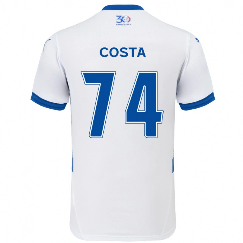 Danxen Dzieci Bruno Costa #74 Królewski Niebieski Biały Wyjazdowa Koszulka 2025/26 Koszulki Klubowe