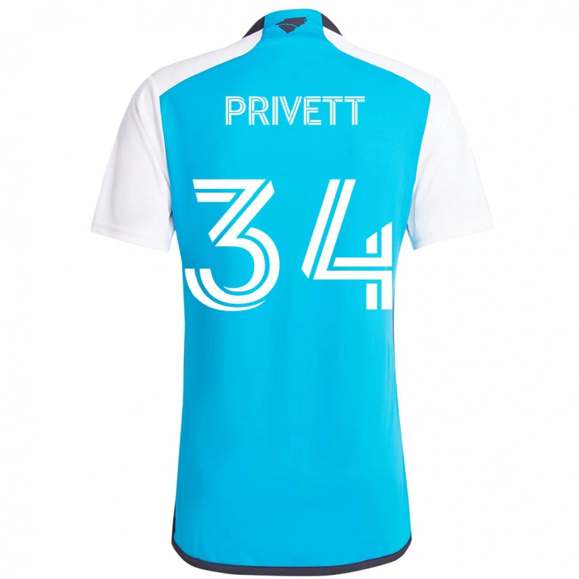 Danxen Męski Andrew Privett #34 Błękitny Biały Domowa Koszulka 2025/26 Koszulki Klubowe