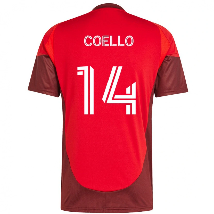 Danxen Męski Alonso Coello #14 Czerwony Biały Domowa Koszulka 2025/26 Koszulki Klubowe