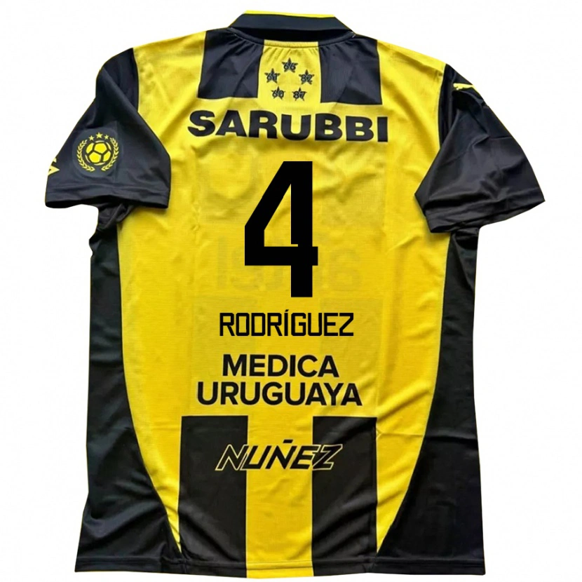 Danxen Męski Guzmán Rodríguez #4 Żółty Czarny Domowa Koszulka 2025/26 Koszulki Klubowe