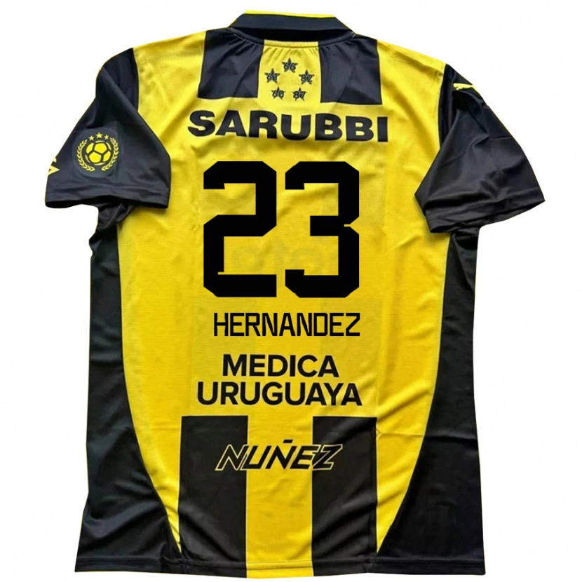 Danxen Męski Abel Hernandez #23 Czarny Żółty Domowa Koszulka 2025/26 Koszulki Klubowe