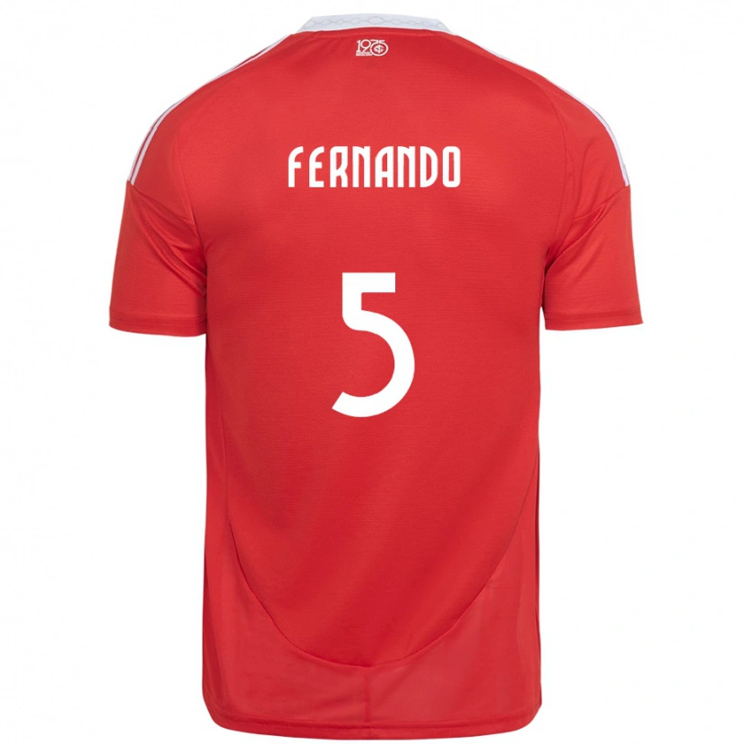 Danxen Męski Fernando #5 Biały Czerwony Domowa Koszulka 2025/26 Koszulki Klubowe